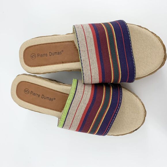Pierre Dumas Weave Sandals Slides 5 Women Rainbow Strap Southwestern RainbowCore - Picture 5 of 11